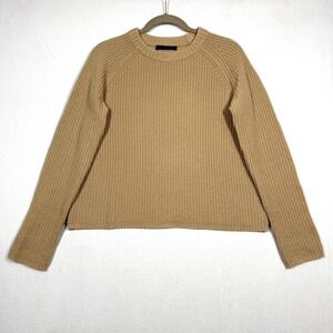 Jenni Kayne Cashmere Fisherman Sweater Womens Small Ribbed Knit Boxy Crew Neck